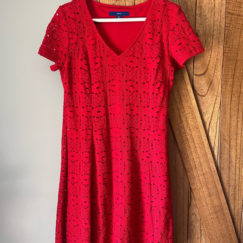 Apt. 9 Red Mini Sundress V-Neck Short Sleeve
